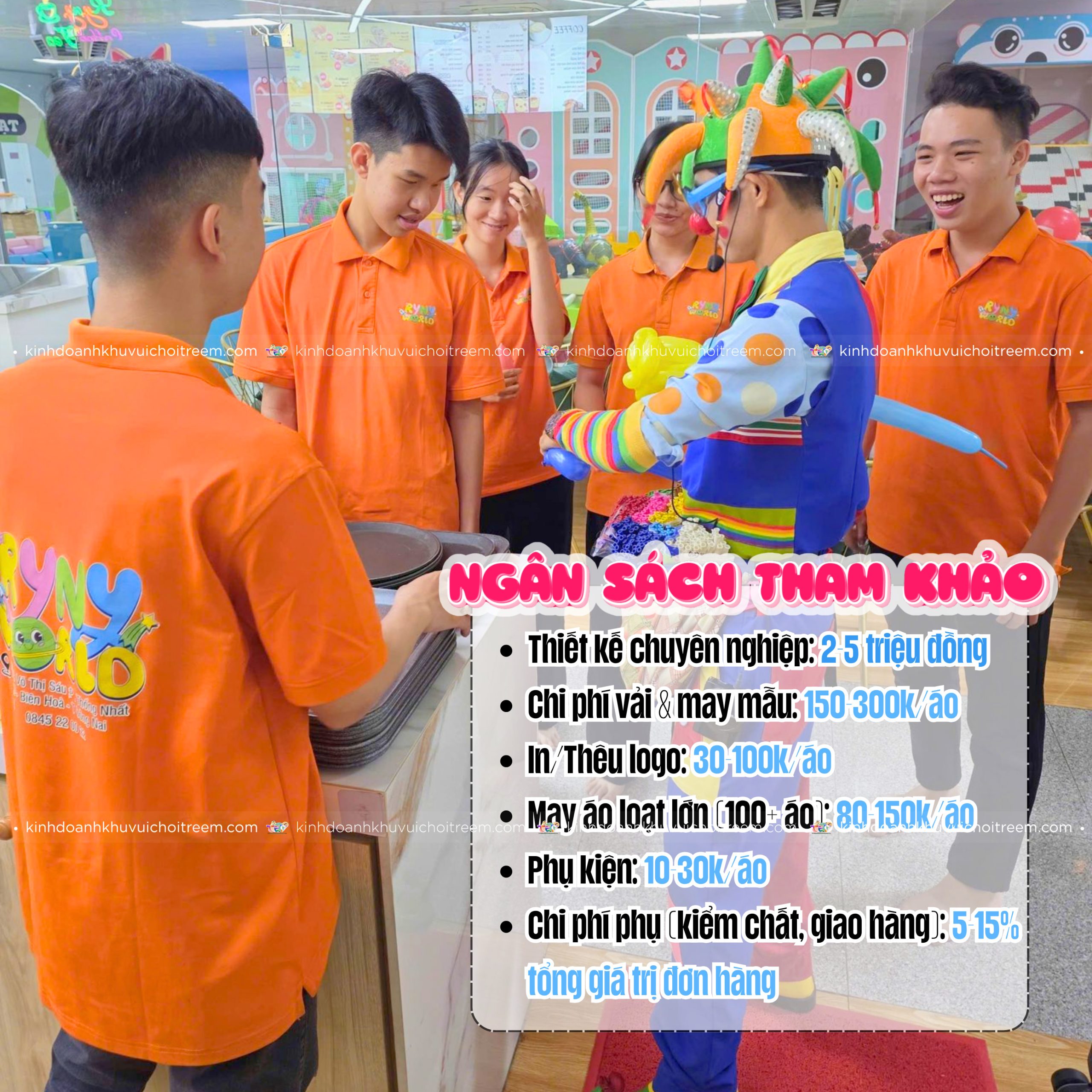 Ngân sách tham khảo thiết kế áo đồng phục khu vui chơi