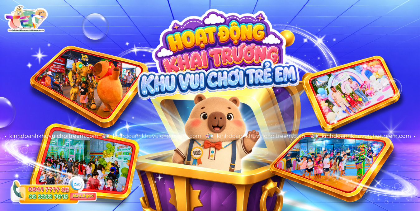 Banner Hoạt động khai trương khu vui chơi trẻ em