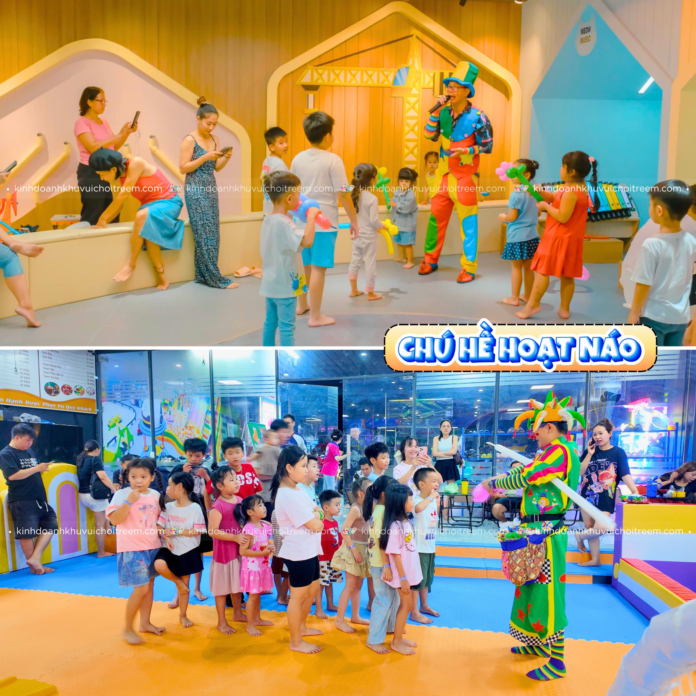Hoạt động khai trương khu vui chơi trẻ em bằng chú hề hoạt náo
