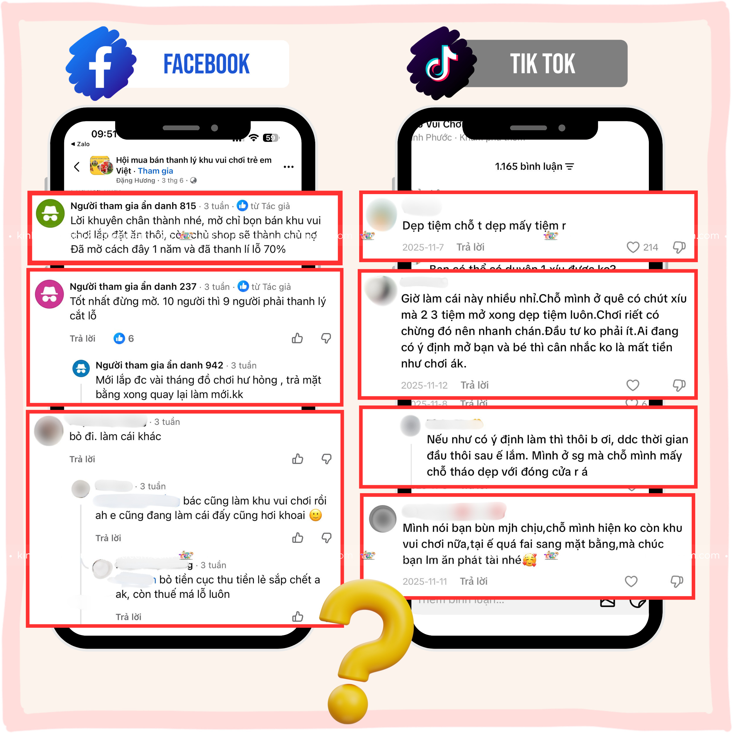 Những lời đồn kinh doanh khu vui chơi lỗ ở trên mạng